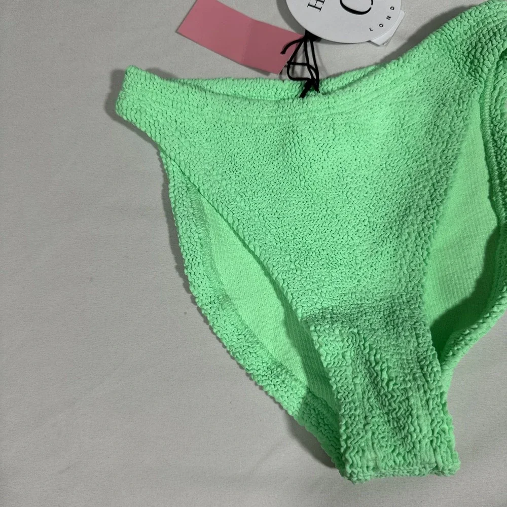 NWT Hunza G  [ O/S ] Juno Crinkle Classic Bikini Bottoms in Lime Green U1951